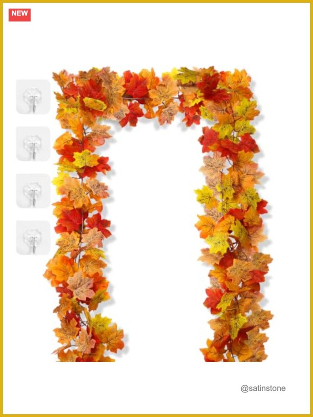 2 Pack 13ft Artificial Fall Maple Leaf Garland Thanksgiving Decor Silk Plastic